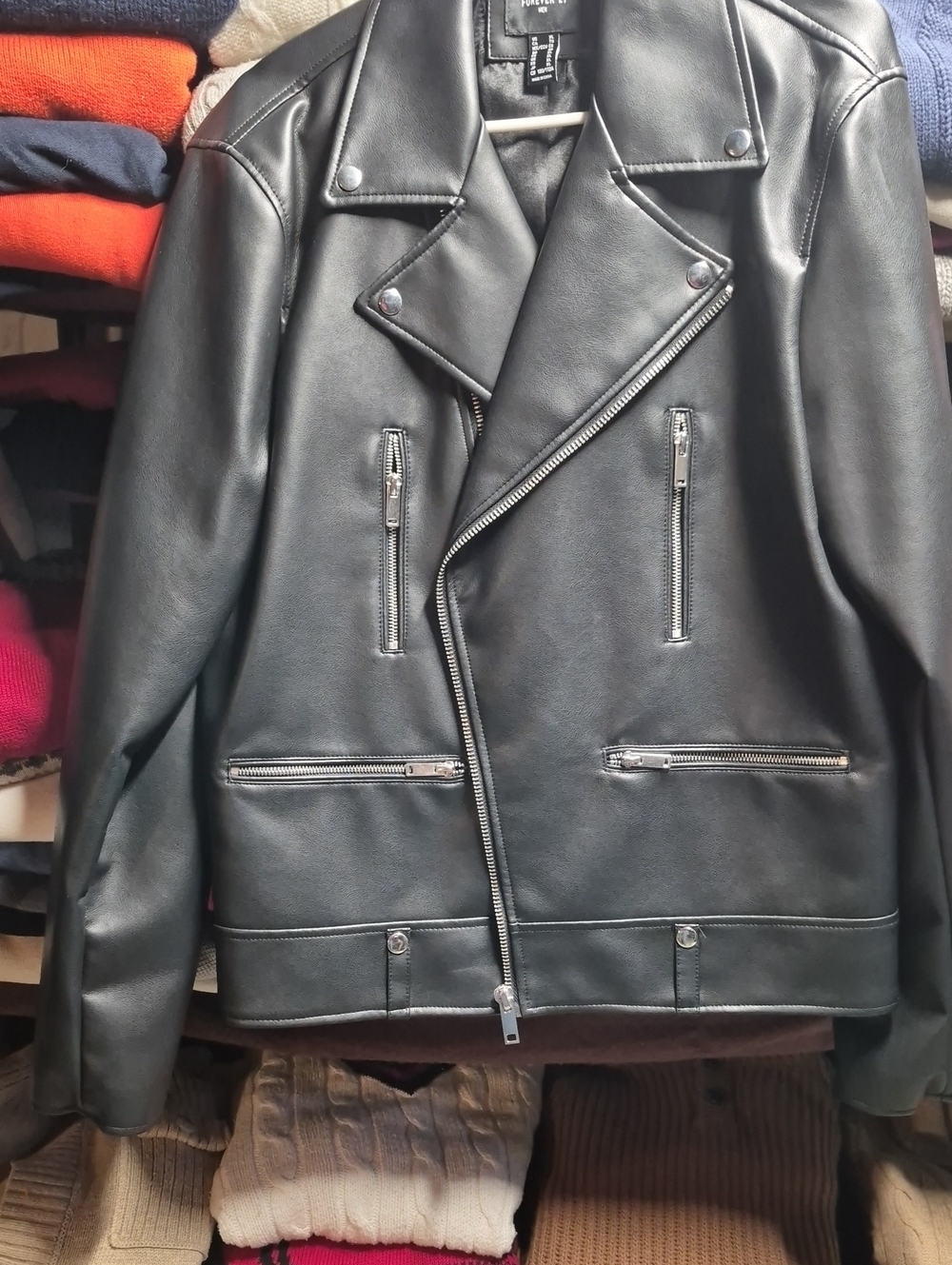 Forever 21 Black Faux Leather Moto Jacket